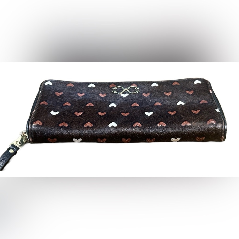 C Wonder Brown Calf Hair Hide with Heart, Zip Wallet - Picture 9 of 10